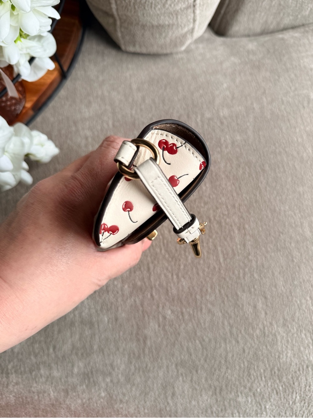 Coach Cream Sunglass Holder with Red Cherry Print NWT - Picture 3 of 5